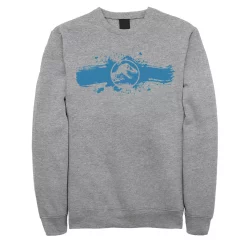 Men's Jurassic World Logo Blue Paint Splatter Sweatshirt -Mens Jurassic Park Clothing Shop 4242552 Athletic Heather