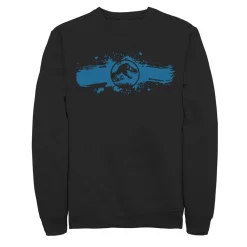 Men's Jurassic World Logo Blue Paint Splatter Sweatshirt -Mens Jurassic Park Clothing Shop 4242552 Black