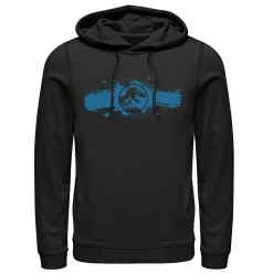 Men's Jurassic World Logo Blue Paint Splatter Hoodie -Mens Jurassic Park Clothing Shop 4242553 Black