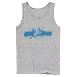 Men's Jurassic World Logo Blue Paint Splatter Tank Top 7 Men's Jurassic World Logo Blue Paint Splatter Tank Top -Mens Jurassic Park Clothing Shop 4242554 Athletic Heather