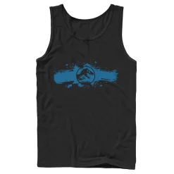Men's Jurassic World Logo Blue Paint Splatter Tank Top
