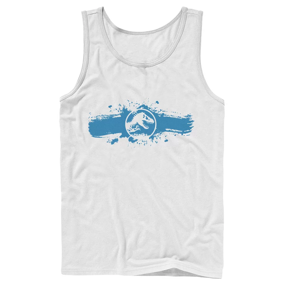 Men's Jurassic World Logo Blue Paint Splatter Tank Top 4 Men's Jurassic World Logo Blue Paint Splatter Tank Top - Image 2