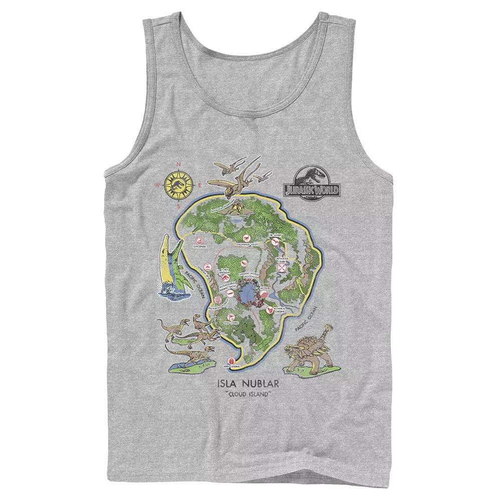 Men's Jurassic World Isla Nublar Map Tank Top 4 Men's Jurassic World Isla Nublar Map Tank Top - Image 2