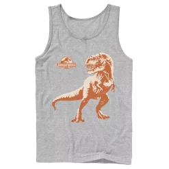 Men's Jurassic Park Orange Hue T-Rex Portrait Logo Tank Top -Mens Jurassic Park Clothing Shop 4245130 Athletic Heather