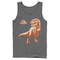 Men's Jurassic Park Orange Hue T-Rex Portrait Logo Tank Top -Mens Jurassic Park Clothing Shop 4245130 Charcoal