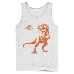 Men's Jurassic Park Orange Hue T-Rex Portrait Logo Tank Top -Mens Jurassic Park Clothing Shop 4245130 White