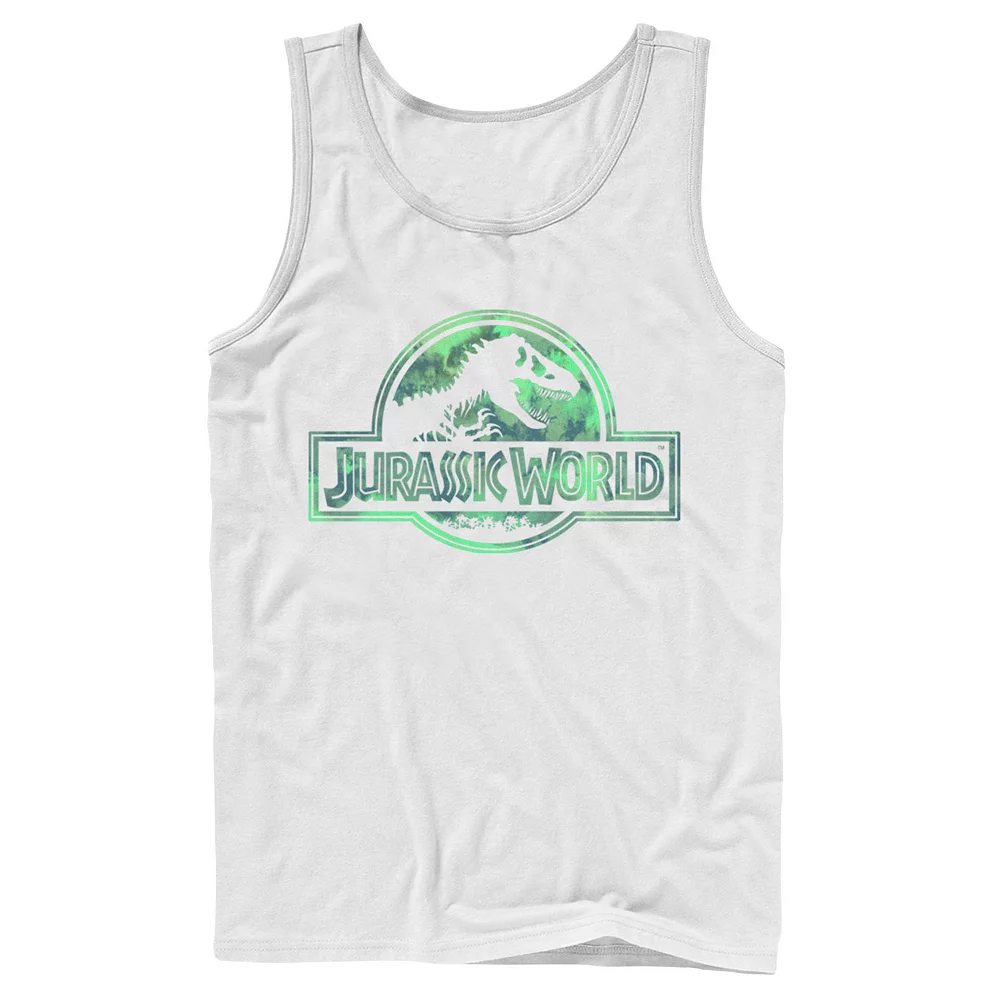 Men's Jurassic World Faded Pastel Watercolor Logo Tank Top 3 Men's Jurassic World Faded Pastel Watercolor Logo Tank Top