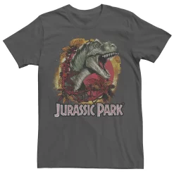 Men's Jurassic Park T-Rex Explosion Tropical Logo Graphic Tee