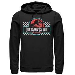 Men's Jurassic Park Retro Colors Checkered Logo Hoodie -Mens Jurassic Park Clothing Shop 4392700 Black