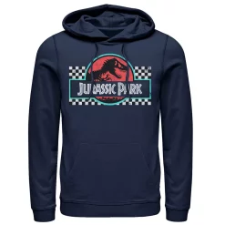 Men's Jurassic Park Retro Colors Checkered Logo Hoodie -Mens Jurassic Park Clothing Shop 4392700 Navy