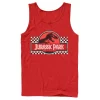 Men's Jurassic Park Retro Colors Checkered Logo Tank -Mens Jurassic Park Clothing Shop 4392701 Red
