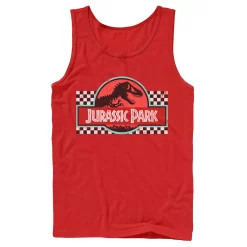 Men's Jurassic Park Retro Colors Checkered Logo Tank