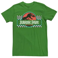 Men's Jurassic Park Retro Colors Checkered Logo Tee -Mens Jurassic Park Clothing Shop 4392704 Kelly