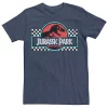 Men's Jurassic Park Retro Colors Checkered Logo Tee -Mens Jurassic Park Clothing Shop 4392704 Navy Heather