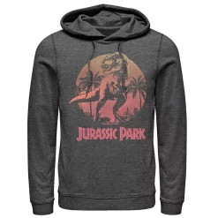 Men's Jurassic Park T-Rex Gradient Sunset Hoodie -Mens Jurassic Park Clothing Shop 4392706 Charcoal Heather