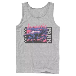 Men's Jurassic Park Checkerboard T-Rex Panel Tank 7 Men's Jurassic Park Checkerboard T-Rex Panel Tank -Mens Jurassic Park Clothing Shop 4392713 Athletic Heather