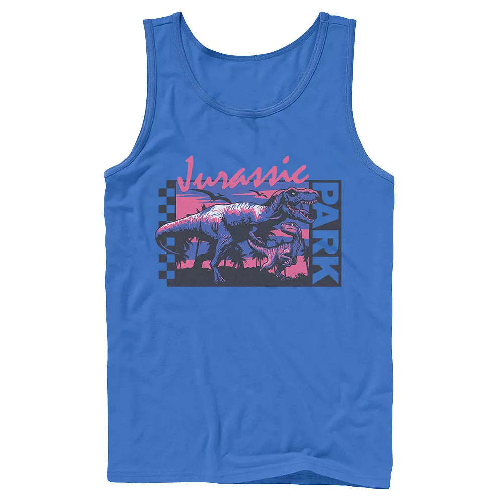 Men's Jurassic Park Checkerboard T-Rex Panel Tank 4 Men's Jurassic Park Checkerboard T-Rex Panel Tank - Image 2