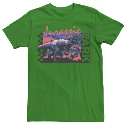 Men's Jurassic Park Checkerboard T-Rex Panel Tee -Mens Jurassic Park Clothing Shop 4392716 Kelly