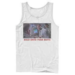 Men's Jurassic Park Doctor Ray Arnold Hold Onto Your Butts Photo Tank -Mens Jurassic Park Clothing Shop 4392719 White