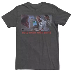 Men's Jurassic Park Hold Onto Your Butts Photo Tee -Mens Jurassic Park Clothing Shop 4392722 Charcoal Heather