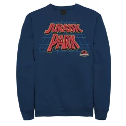 Men's Jurassic Park Tilted Retro Grid Logo Sweatshirt -Mens Jurassic Park Clothing Shop 4393512 Navy