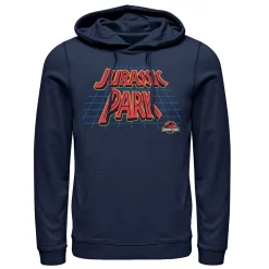 Men's Jurassic Park Tilted Retro Grid Logo Hoodie -Mens Jurassic Park Clothing Shop 4393513 Navy