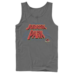 Men's Jurassic Park Tilted Retro Grid Logo Tank -Mens Jurassic Park Clothing Shop 4393514 Charcoal