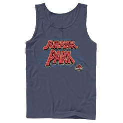 Men's Jurassic Park Tilted Retro Grid Logo Tank -Mens Jurassic Park Clothing Shop 4393514 Navy