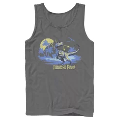 Men's Jurassic Park Raptor Distressed Portrait Tank -Mens Jurassic Park Clothing Shop 4393518 Charcoal