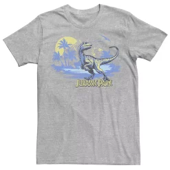 Men's Jurassic Park Raptor Distressed Portrait Tee -Mens Jurassic Park Clothing Shop 4393521 Athletic Heather