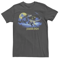 Men's Jurassic Park Raptor Distressed Portrait Tee -Mens Jurassic Park Clothing Shop 4393521 Charcoal