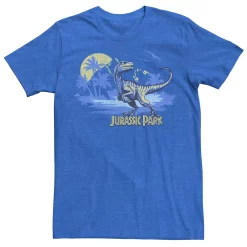 Men's Jurassic Park Raptor Distressed Portrait Tee -Mens Jurassic Park Clothing Shop 4393521 Royal Heather