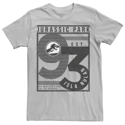 Men's Jurassic Park Est. 93 Isla Nublar Poster Tee -Mens Jurassic Park Clothing Shop 4393528 Silver