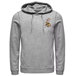 Men's Jurassic Park Raptor Hold Logo Pocket Hoodie -Mens Jurassic Park Clothing Shop 4394379 Athletic Heather