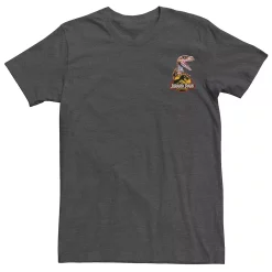 Men's Jurassic Park Raptor Hold Logo Pocket Tee -Mens Jurassic Park Clothing Shop 4394383 Charcoal Heather
